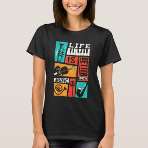 Camiseta La vida es mejor con la música retro hombres mujer
