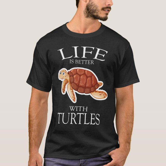 Camiseta La Vida Es Mejor Con Las Tortugas Animales Amante  (Anverso)