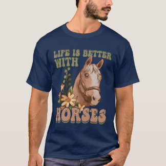 Camiseta La vida es mejor con los caballos montando a cabal