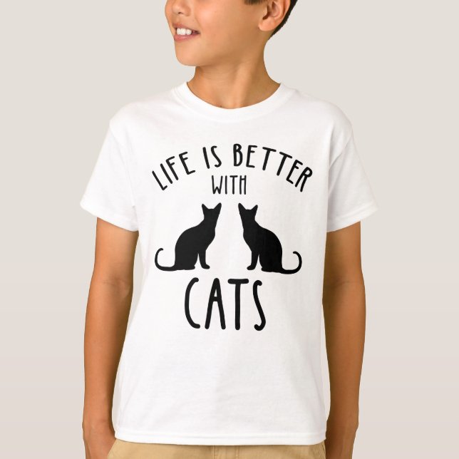 Camiseta La Vida Es Mejor Con Los Gatos (Anverso)