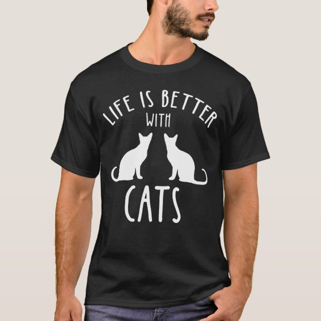 Camiseta La Vida Es Mejor Con Los Gatos (Anverso)