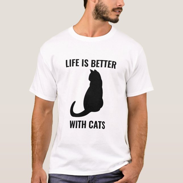 Camiseta La vida es mejor con los gatos (Anverso)