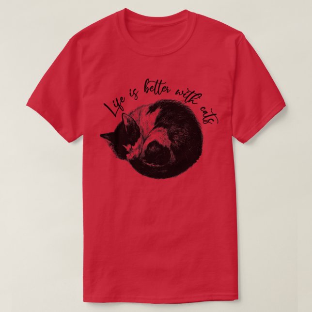 Camiseta La vida es mejor con los gatos2 (Diseño del anverso)