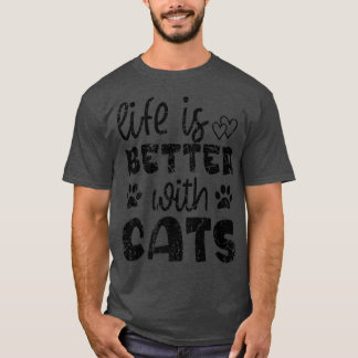 Camiseta La Vida Es Mejor Con Los Gatos Graciosos Gatos Gat