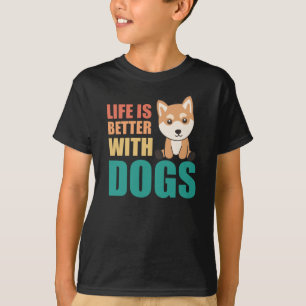 Camiseta La Vida Es Mejor Con Los Perros Cute Shiba Inu Per