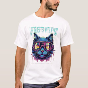 Camiseta La Vida Es Mejor Con Mi Gato - Futurista Gato