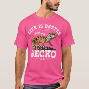 Camiseta La Vida Es Mejor Con Mi Mascota De Gecko Leopard L