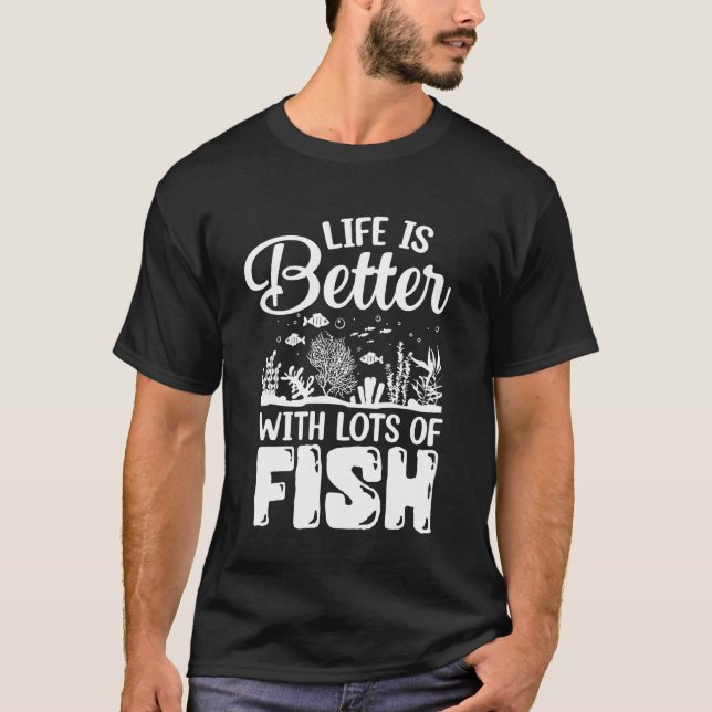 Camiseta La vida es mejor con muchos peces (Anverso)