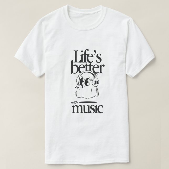 Camiseta "La vida es mejor con música" (Diseño del anverso)