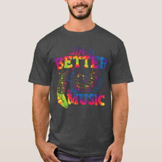 Camiseta La vida es mejor con música notas musicales g