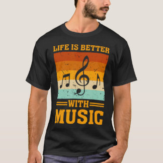 Camiseta La Vida Es Mejor Con Notas Musicales n Chica Mujer