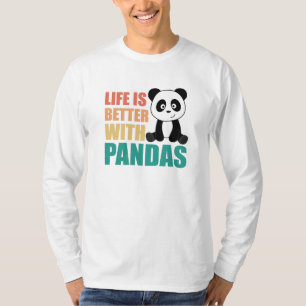 Camiseta La Vida Es Mejor Con Pandas Cute Panda Coloroso