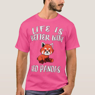 Camiseta La Vida Es Mejor Con Pandas Rojos Únicos