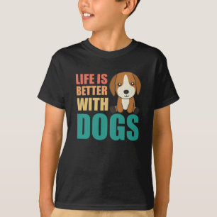Camiseta La Vida Es Mejor Con Perros Cute Beagle Dog Brown