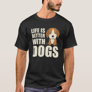 Camiseta La Vida Es Mejor Con Perros Cute Beagle Dog Brown