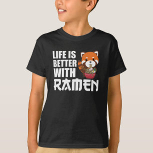 Camiseta La vida es mejor con Ramen Red Panda Come Ramen