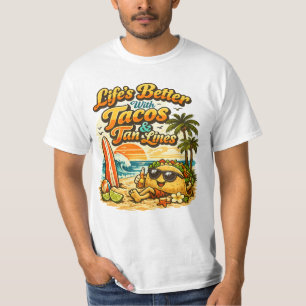 Camiseta La vida es mejor con tacos y líneas de bronceado d
