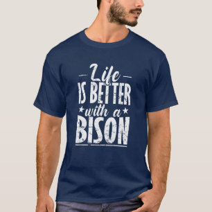 Camiseta La vida es mejor con un amigo Bison Animal