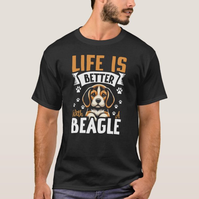 Camiseta La Vida Es Mejor Con Un Beagle (Anverso)