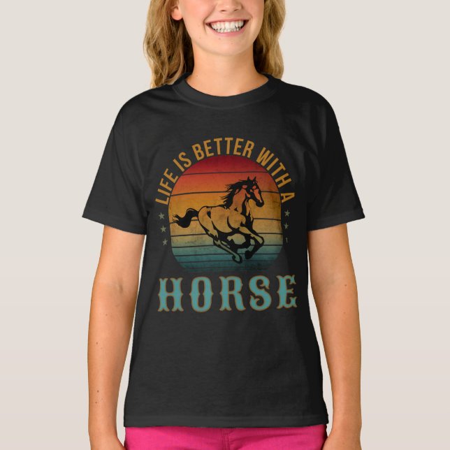 CAMISETA LA VIDA ES MEJOR CON UN CABALLO (Anverso)