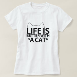 Camiseta la vida es mejor con un gato