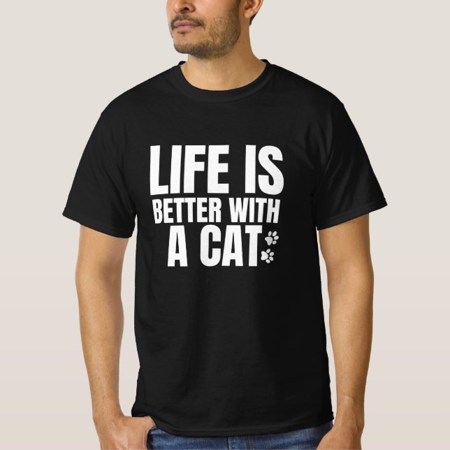 Camiseta la vida es mejor con un gato (Anverso)