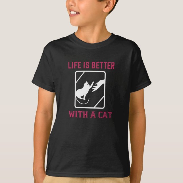 Camiseta La vida es mejor con un gato (Anverso)