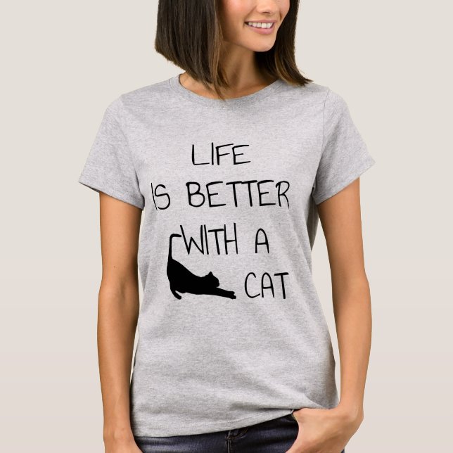 Camiseta La Vida Es Mejor Con Un Gato - Amantes Del Gato (Anverso)