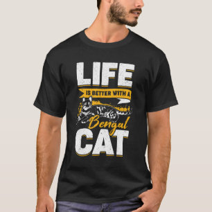 Camiseta La Vida Es Mejor Con Un Gato Bengalí