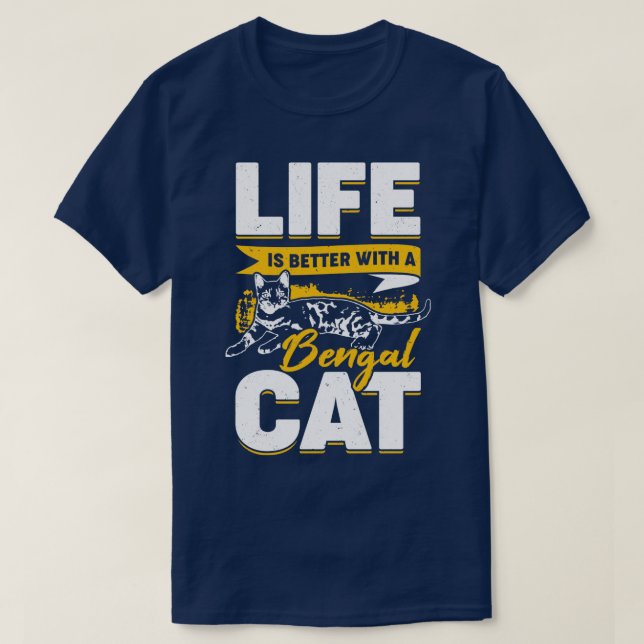 Camiseta La Vida Es Mejor Con Un Gato Bengalí (Diseño del anverso)