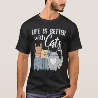 Camiseta La Vida Es Mejor Con Un Gato Chica Pet Lover Ca Fu