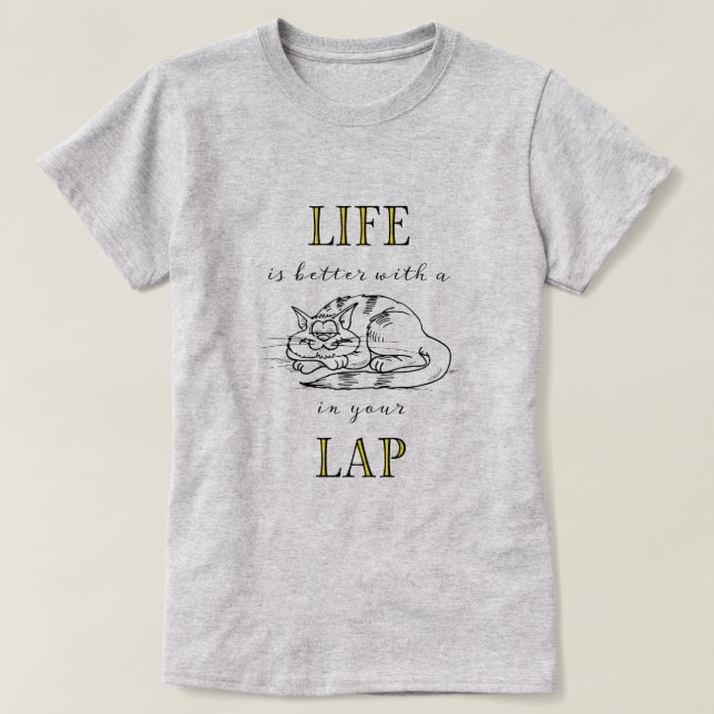 Camiseta La vida es mejor con un gato en tu baño (Diseño del anverso)