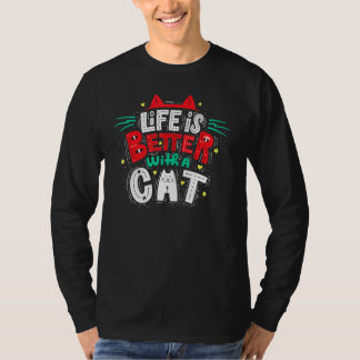 Camiseta La Vida Es Mejor Con Un Gato - Orejas De Gatos Y W