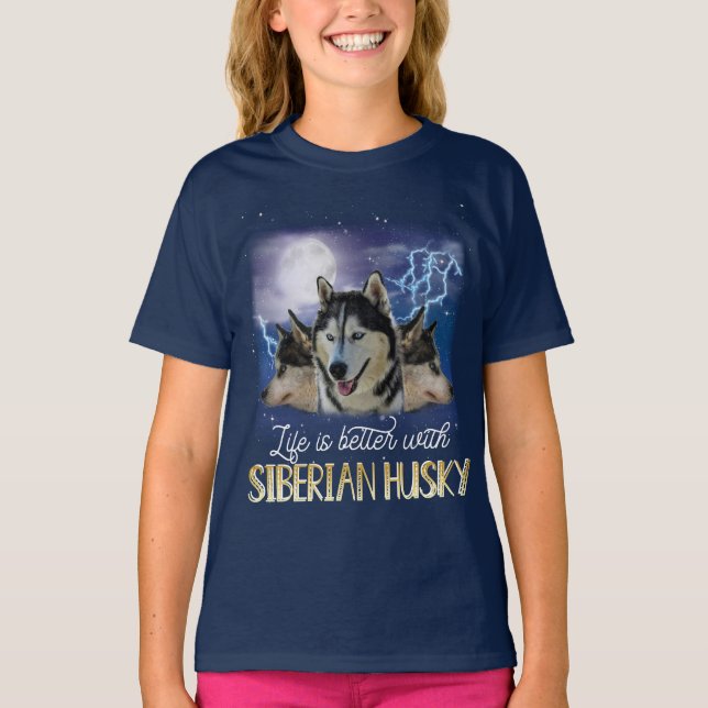 Camiseta La Vida Es Mejor Con Un Husky Siberiano (Anverso)