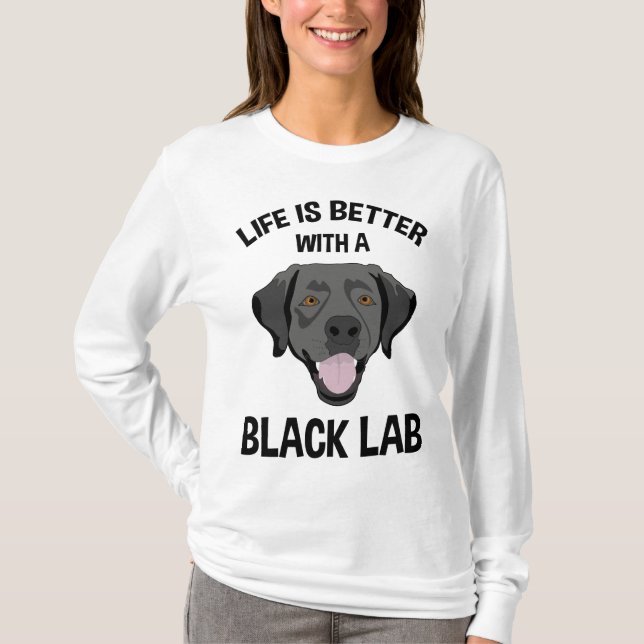 Camiseta La Vida Es Mejor Con Un Laboratorio Negro (Anverso)