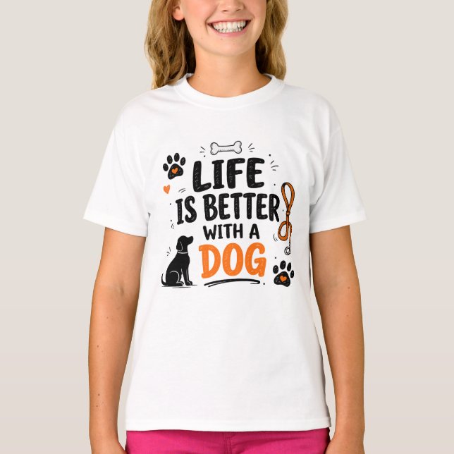 Camiseta La Vida Es Mejor Con Un Perro (Anverso)