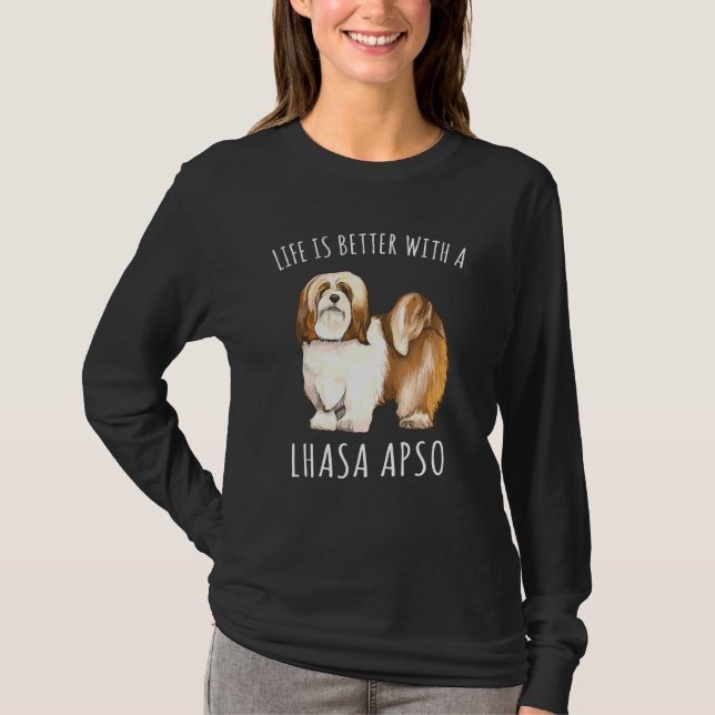 Camiseta La Vida Es Mejor Con Un Perro Apsos De Lhasa (Anverso)