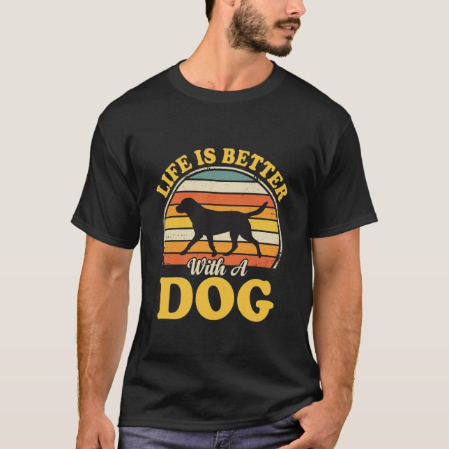 Camiseta La Vida Es Mejor Con Un Perro Retro (Anverso)