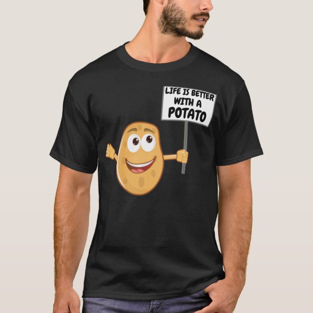 Camiseta La Vida Es Mejor Con Un Po Sonriente De Papas Cuta (Anverso)