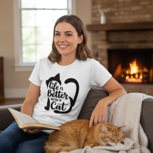 Camiseta La vida es mejor con una gata para mujeres
