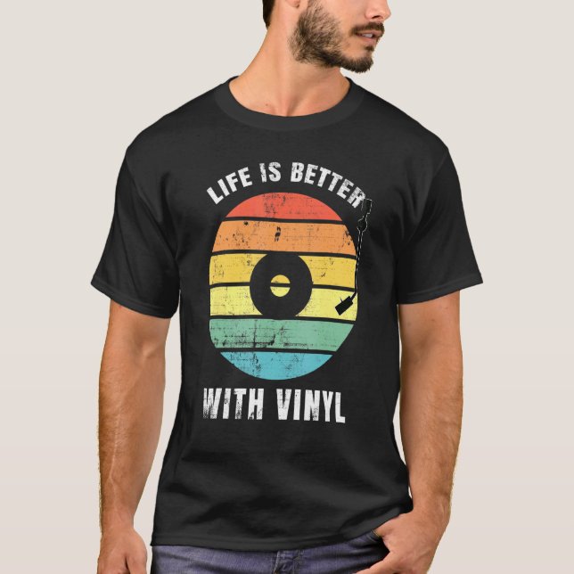 Camiseta La Vida Es Mejor Con Vinyl - Grabador De Música De (Anverso)