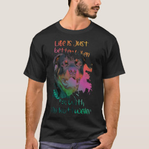 Camiseta La Vida Es Mejor Cuando Estoy Con Mi Col Rottweile