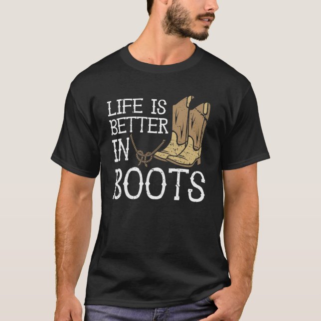 Camiseta La Vida Es Mejor En Boots Country Cowgirl (Anverso)