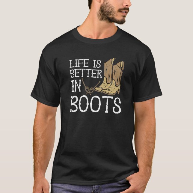 Camiseta La Vida Es Mejor En Boots Country Cowgirl (Anverso)