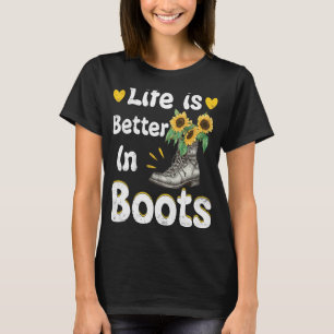 Camiseta La Vida Es Mejor En Boots Country Cowgirl Chica