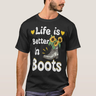 Camiseta La Vida Es Mejor En Boots Country Cowgirl Chica