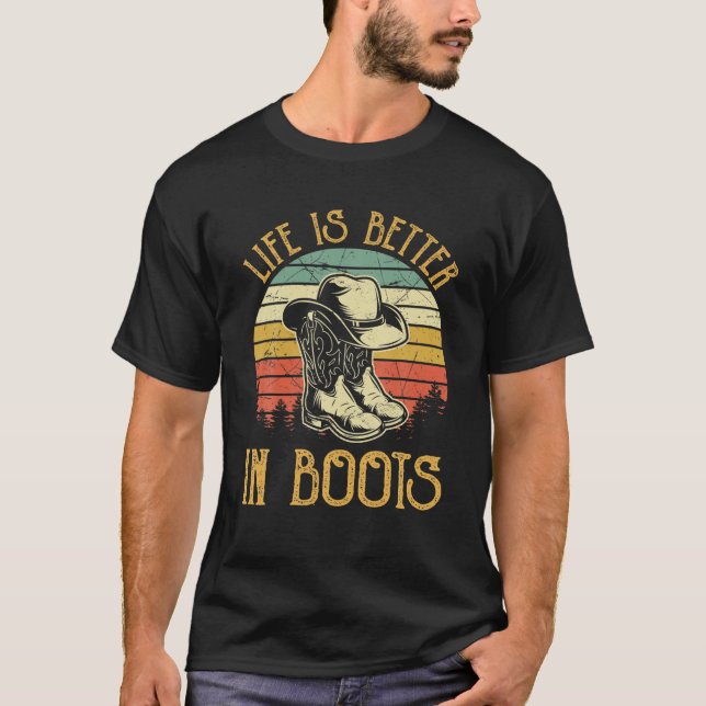 Camiseta La Vida Es Mejor En Boots Para El Divertido País V (Anverso)