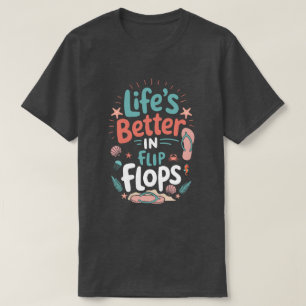 Camiseta La vida es mejor en chanclas – divertida playa tro