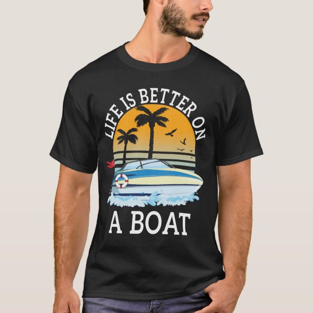 Camiseta La vida es mejor en el barco náutico (Anverso)