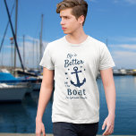 Camiseta La vida es mejor en la familia del barco o en el n<br><div class="desc">Una elegante camiseta de temática náutica (varios estilos, colores y tamaños para elegir) con guión de broche y tipografía regular que dice "La vida es mejor en el barco" junto con el nombre de su familia, el nombre del barco u otro texto deseado. Este diseño cuenta con un ancla de...</div>